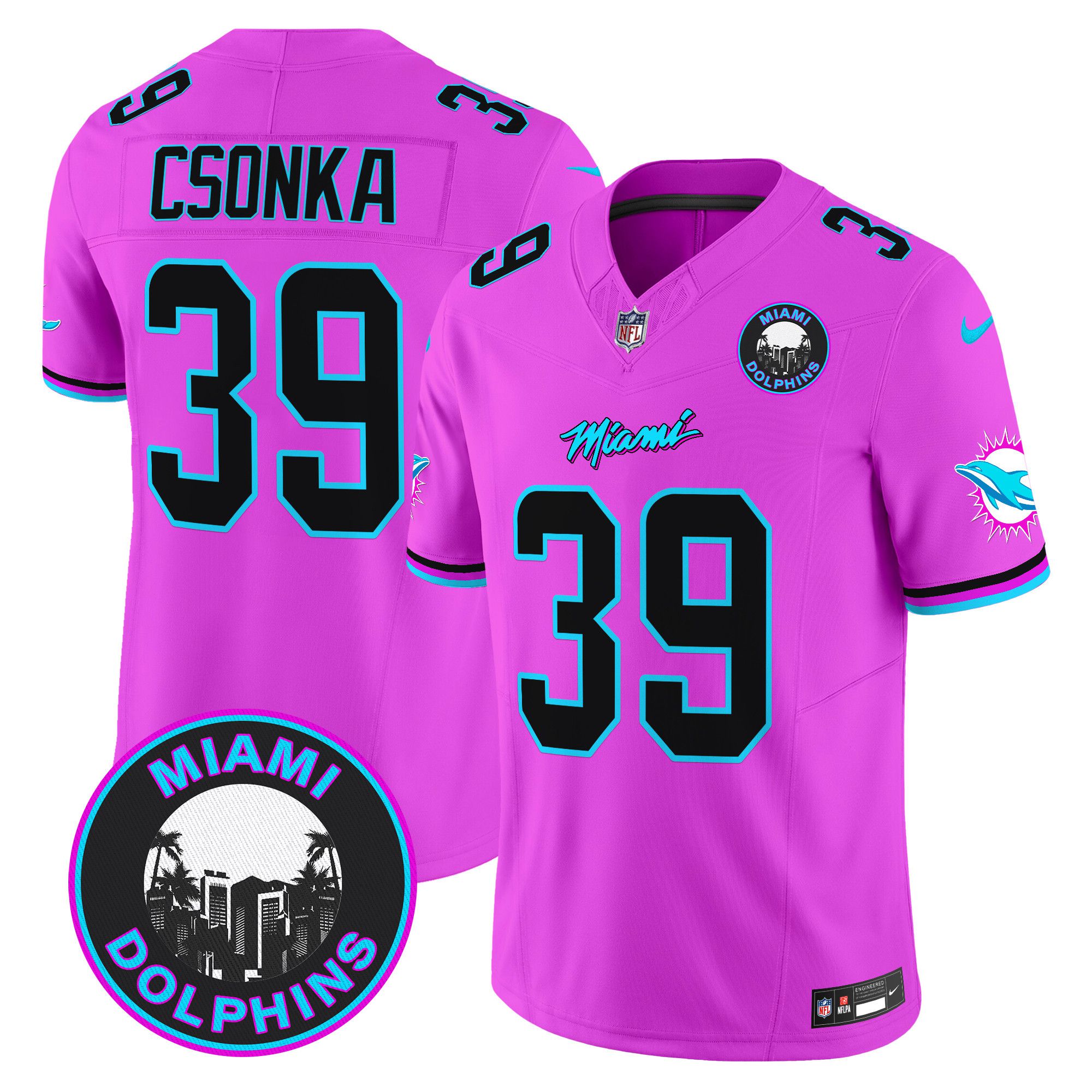 Men Miami Dolphins #39 Csonka Pink 2024 Nike Vapor Limited NFL Jersey